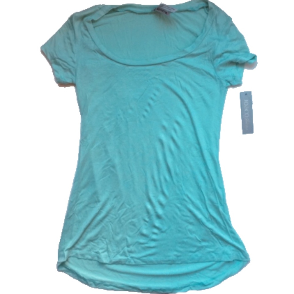 Jo & Co Dip Hem Mint Green Sky Blue Baseball Tee S